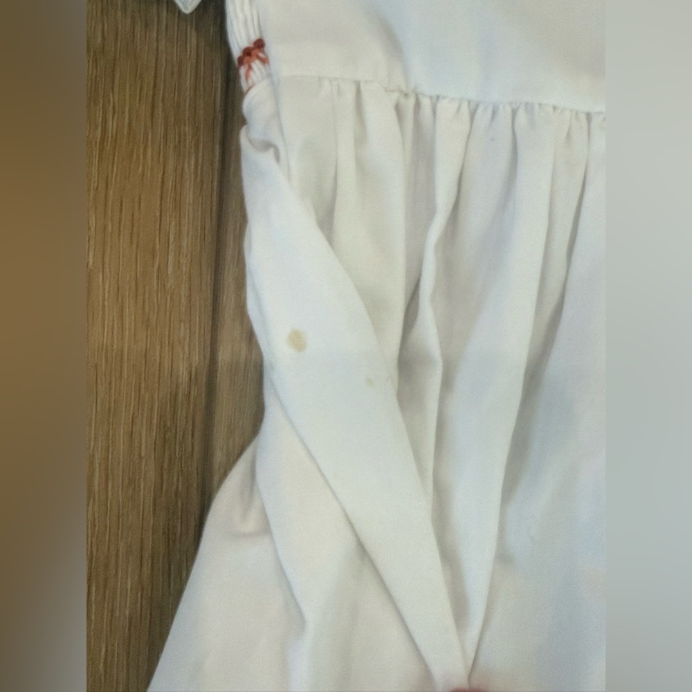 White Smocked Longhorn Cotton Dress for Girls - Picture 5 of 9
